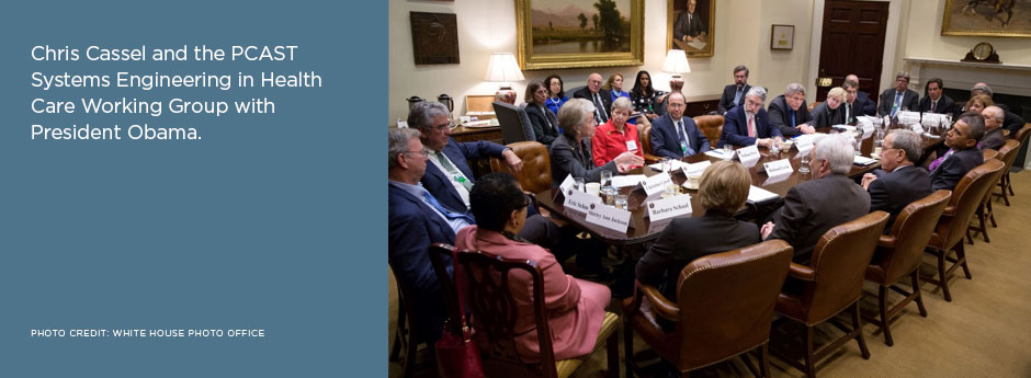 Chris Cassel and the PCAST Systems Engineering in Health Care Working Group with President Obama.